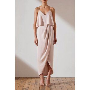 Shona Joy Luxe Cocktail Frill Dress in Porcelain Size 2